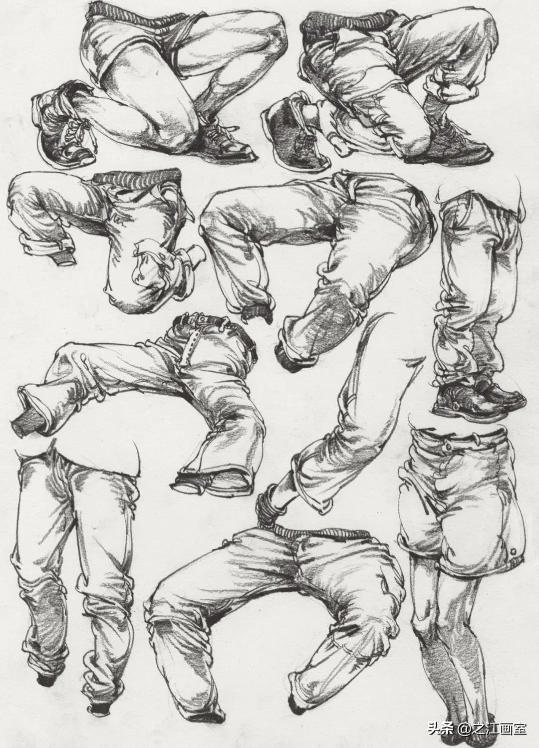 校考速写画人物(wù)，衣绉如何刻画？掌握技法，轻松画衣绉