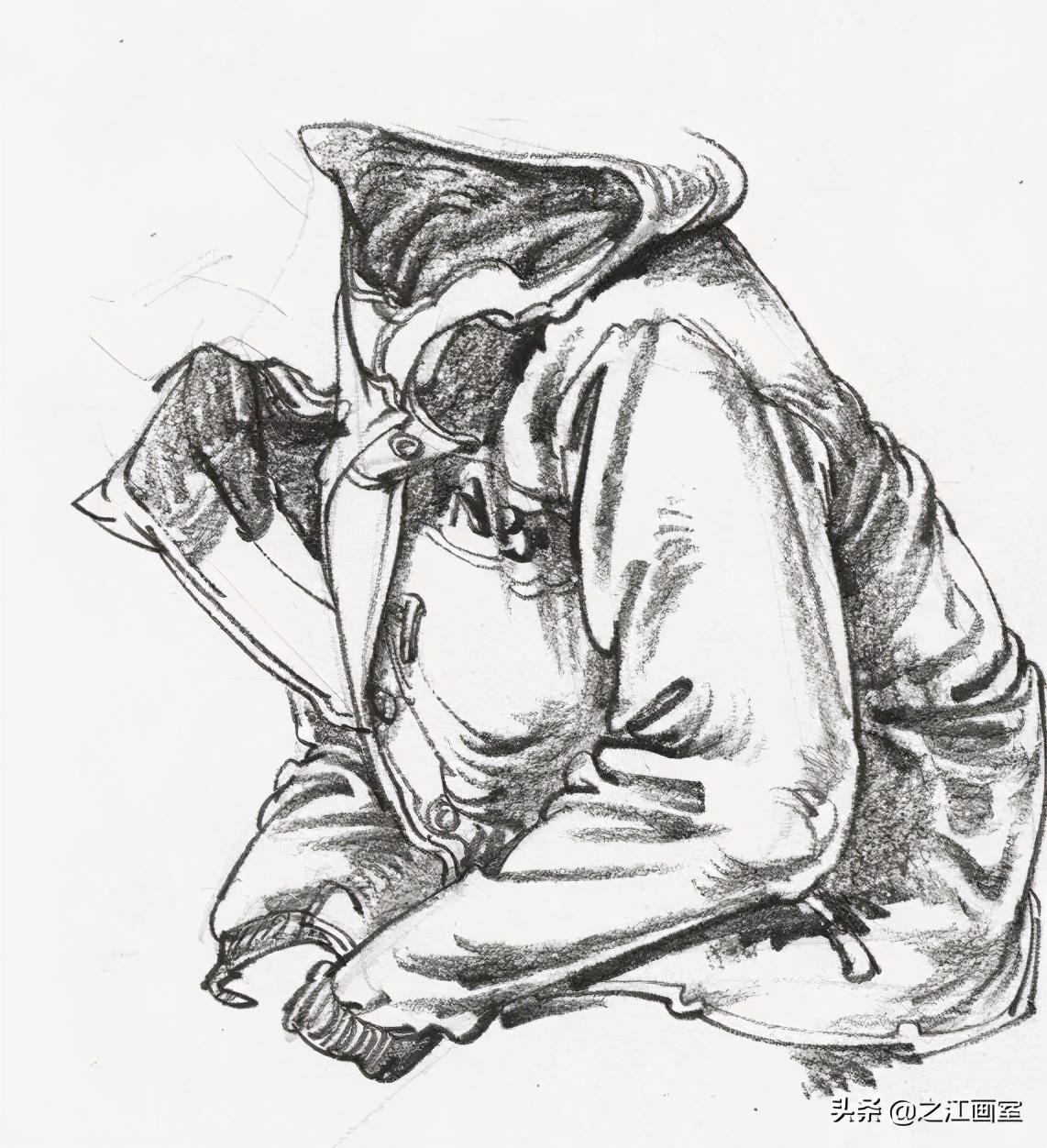 校考速写画人物(wù)，衣绉如何刻画？掌握技法，轻松画衣绉