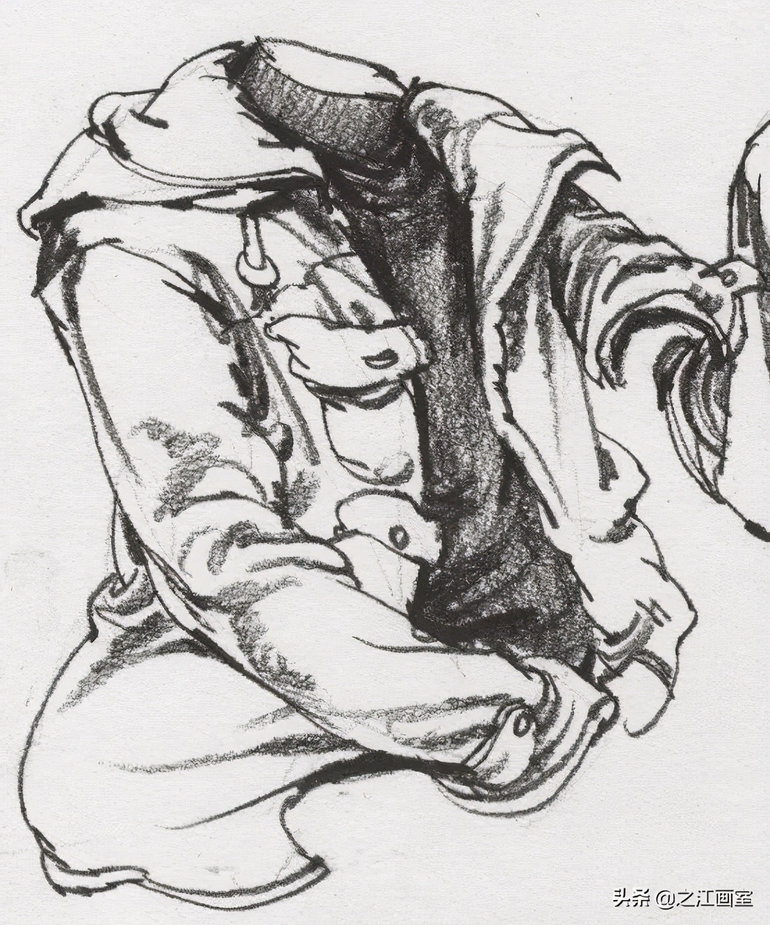 校考速写画人物(wù)，衣绉如何刻画？掌握技法，轻松画衣绉